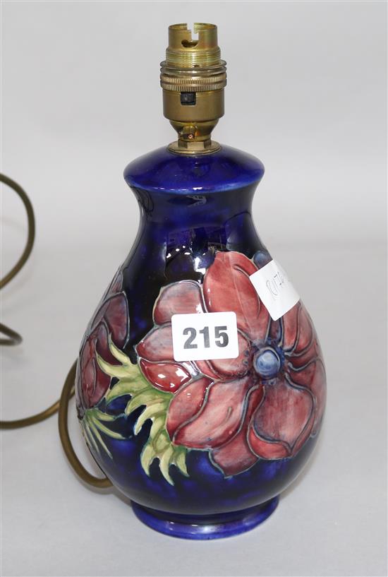 A Moorcroft anemone lamp base